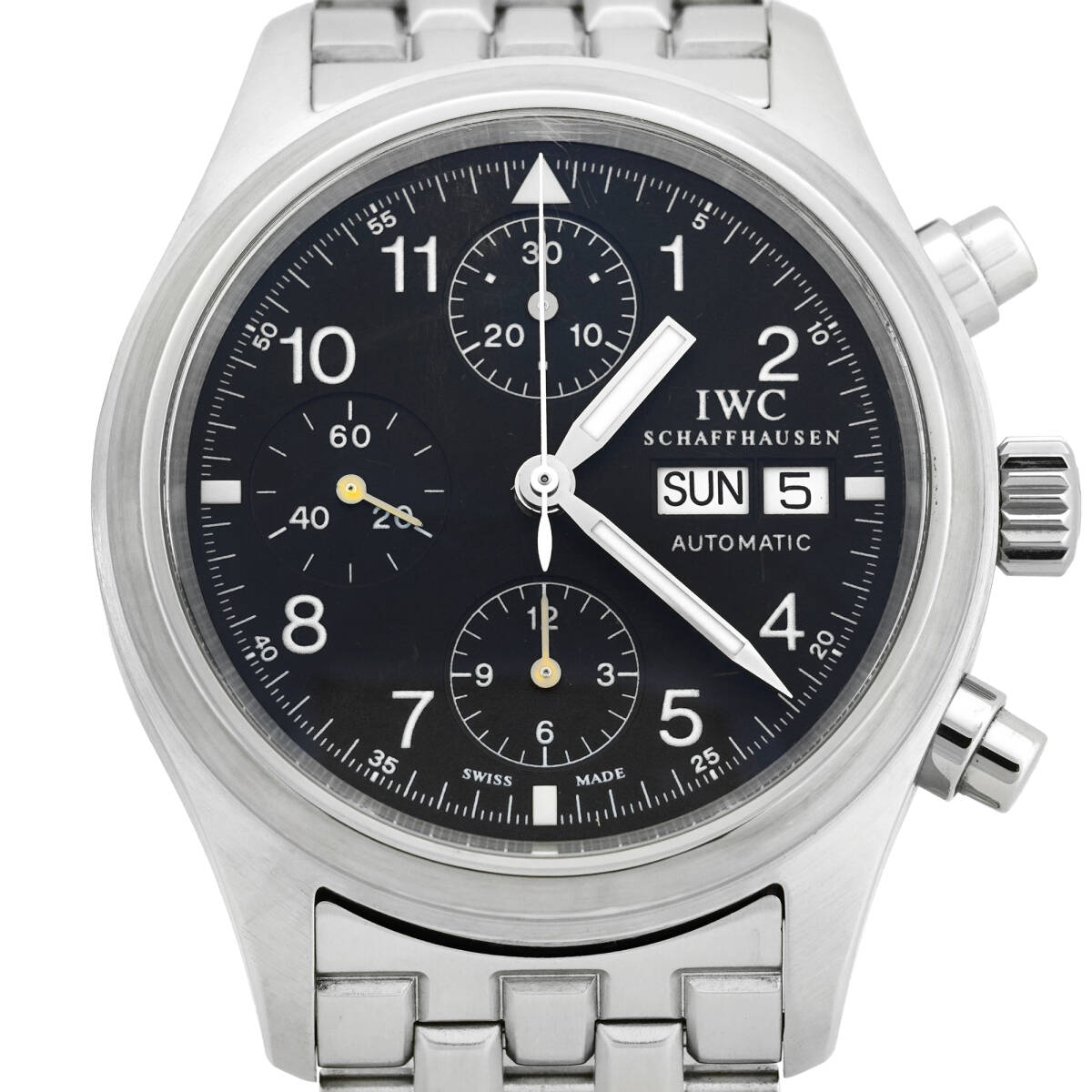 IWC インターナショナルウォッチカンパニー フリーガー パイロット クロノグラフ IW370607 自動巻き ブラック文字盤 保証書 (K-K869)拍卖