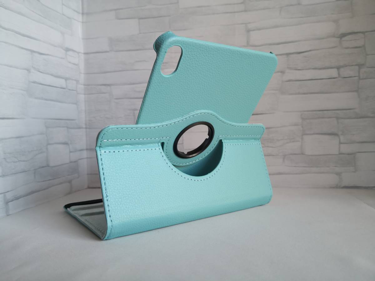 iPad mini7/mini6 共用 スカイブルー 360度回転機能付 レザー ケース 拍卖