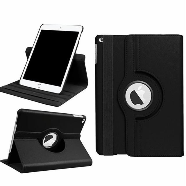 iPad 6世代/5世代/Air/Air2 共用 ブラック レザーケース 360度回転機能 3段スタンド機能 自動スリープ機能付き 拍卖