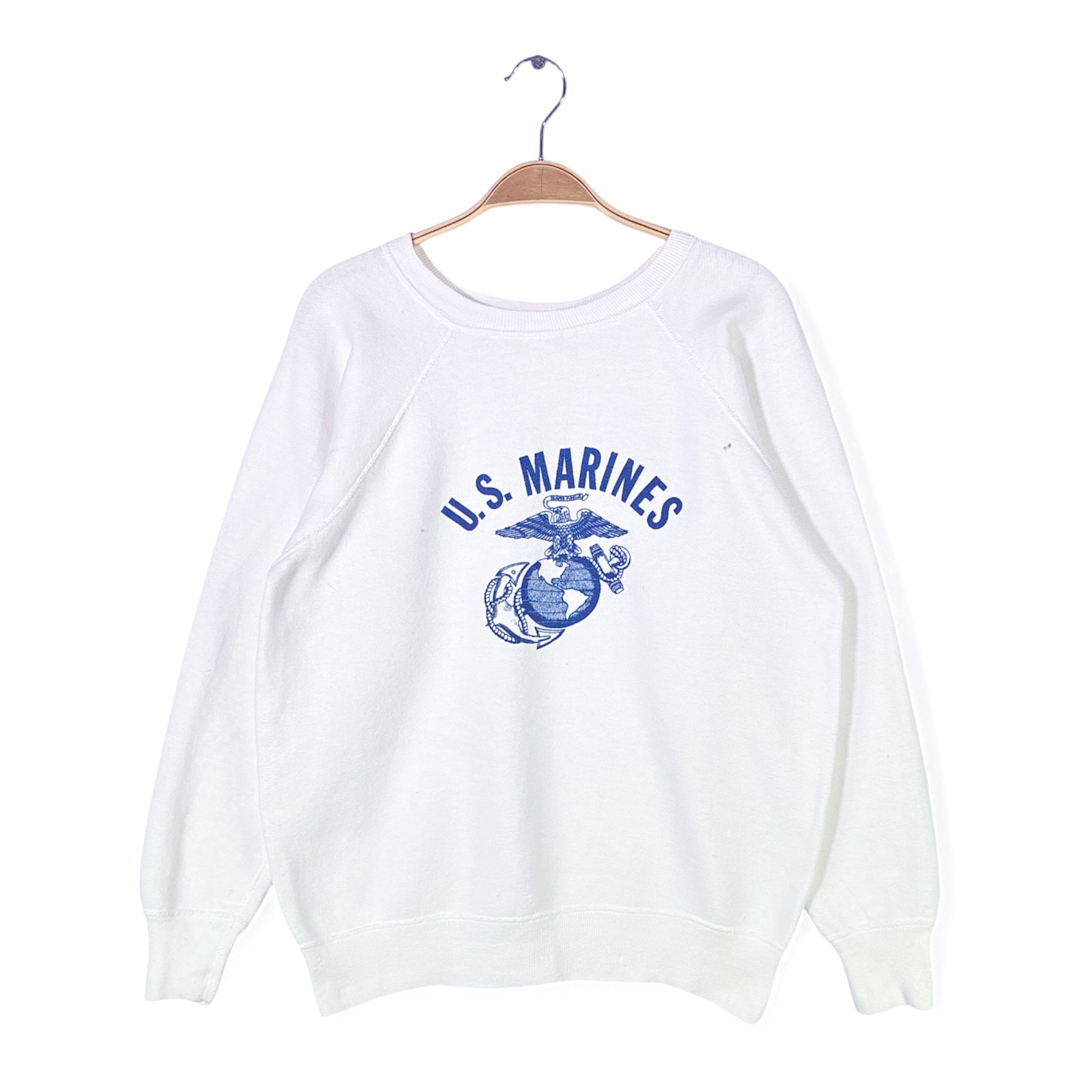 【送料無料】60s USMC ヴィンテージスウェット 米軍 アメリカ海兵隊 U.S.MARINES ミリタリー ホワイト サイズL相当 古着 @CF0962拍卖