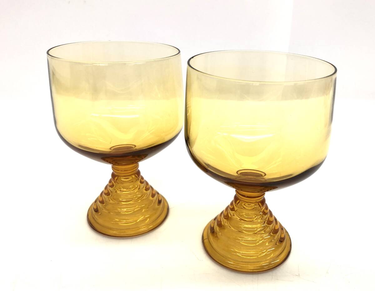 SOGA GLASS 曽我ガラス ポンチグラス パンチグラス 脚付きグラス 高台グラス ワイングラス コップ 洋食器 琥珀 アンバーカラー 高さ11.5㎝拍卖