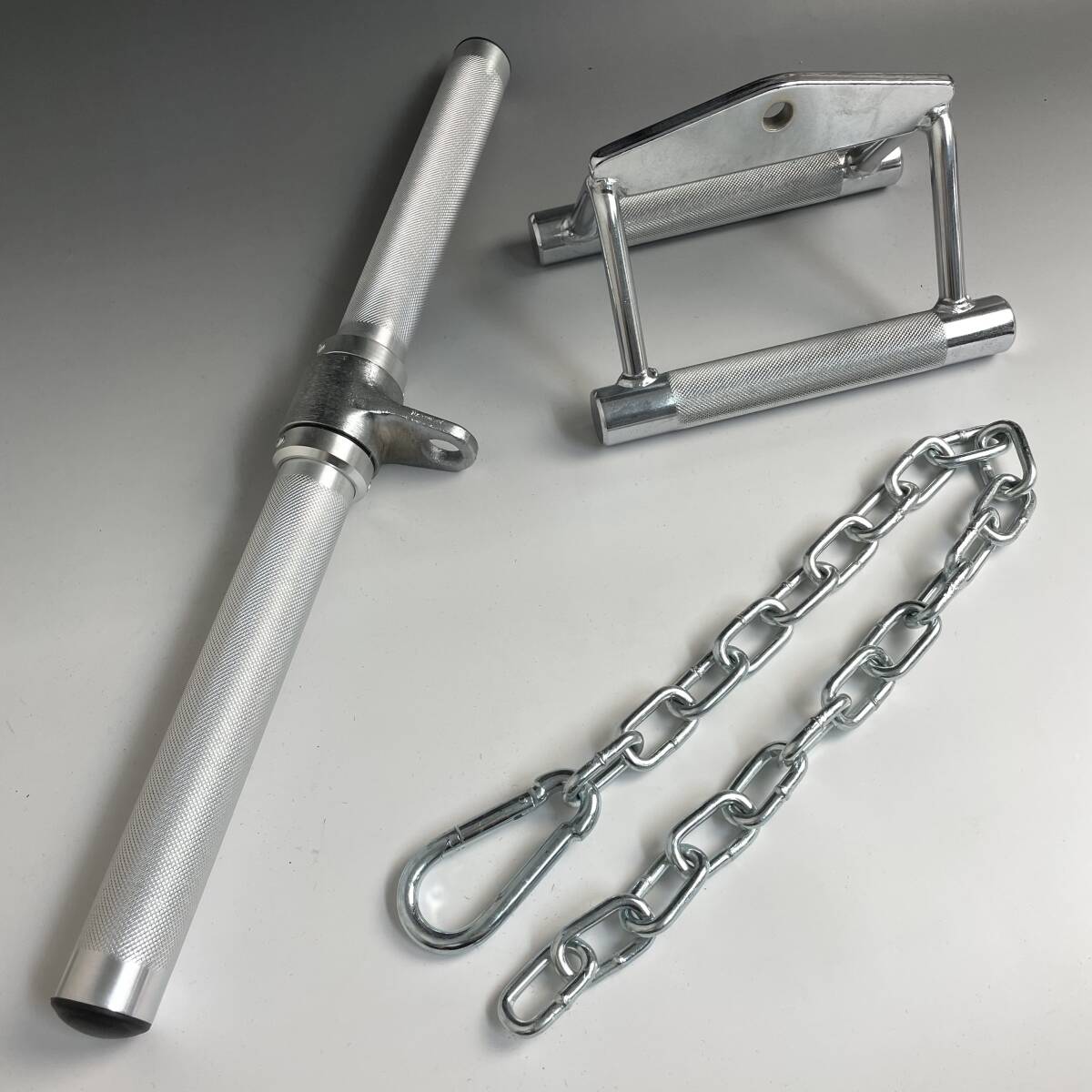 FNY33/17 ケーブルアタッチメント ストレートバー/ロープーリーハンドル/チェーン 3点セット トレーニング パーツ 部品 トレーニング④拍卖