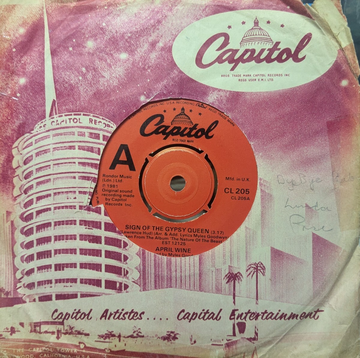 ☆APRIL WINE/SIGN OF THE GYPSY QUEEN1981'UK CAPITOL 7INCH拍卖