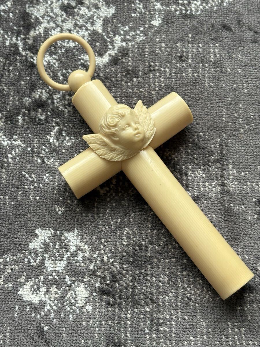 ◆送料無料◆アンティーク 天使の十字架 揺りかごに使用 セルロイド フランス ヴィンテージ ブロカント 蚤の市拍卖