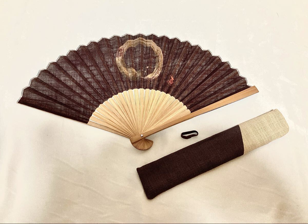 扇子 絹扇子 茶色 木製 和装小物 シルク拍卖