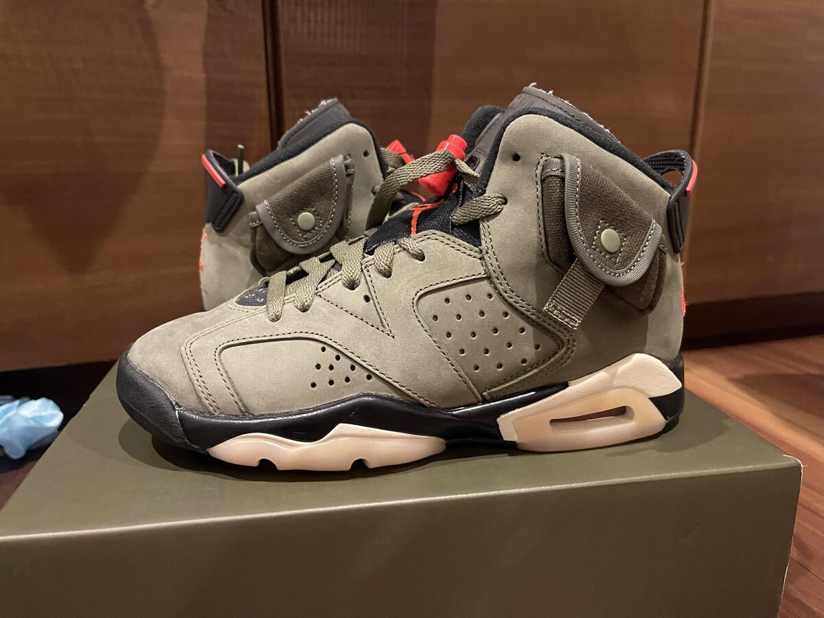 Travis Scott × Nike GS Air Jordan 6 Retro Medium Olive 23cm ナイキ エアジョーダン6 トラヴィススコット スニーカー 中古拍卖