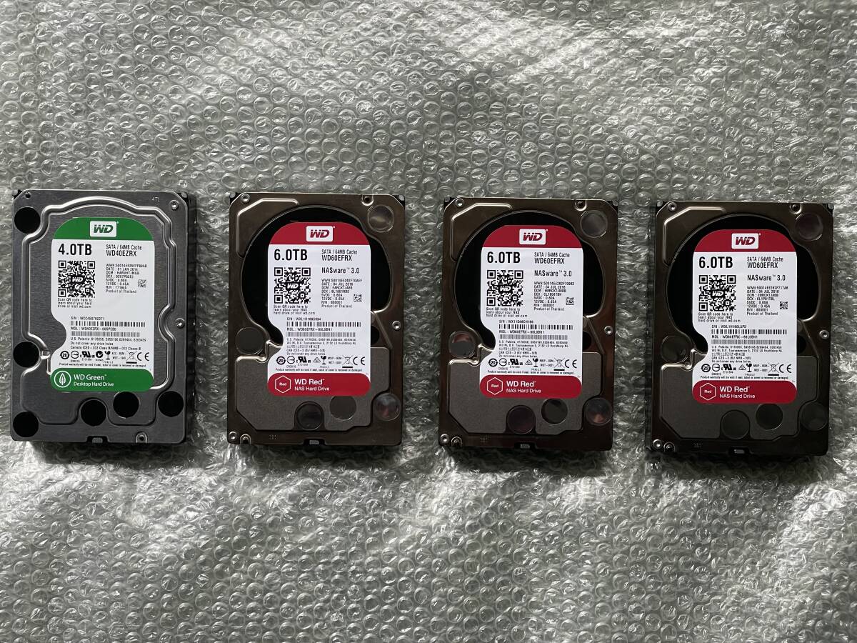 Western Digital / WD40EZRX + WD60EFRX / SATA 3.5インチ 内蔵HDD ★4台セット★ ★中古完動品★ ★1円スタート★ 合計22TB拍卖