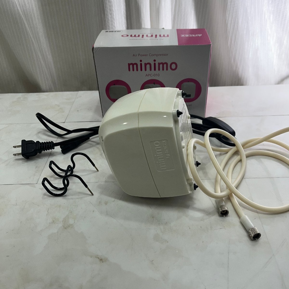=R= AIRTEX ミニコンプレッサー APC-010 minimo エアテックス エアブラシ塗装用 コンパクト 通電確認済み =B-251048拍卖