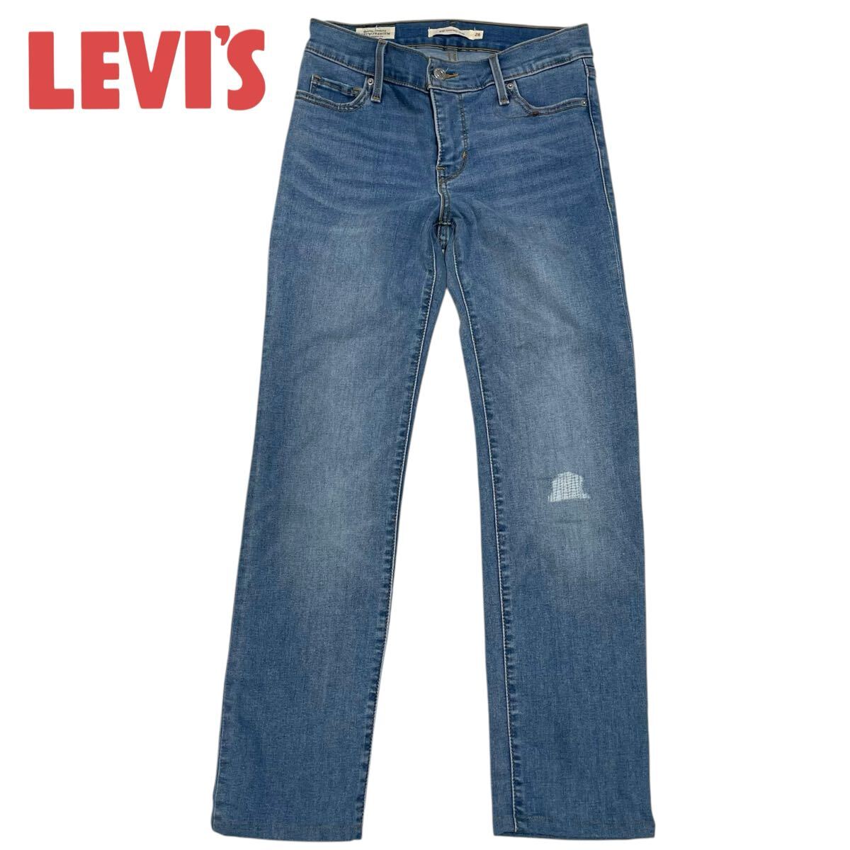 LEVI’S 312 SHAPING SLIM / リーバイス レディース ストレッチ デニムパンツ ダメージジーンズ ブルー BIGE W26 O-2671拍卖