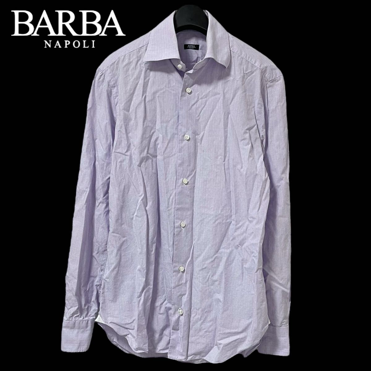 BARBA / バルバ 長袖ボタンシャツ ワイシャツ うす紫色 イタリア製 Sサイズ相当 O-2685拍卖