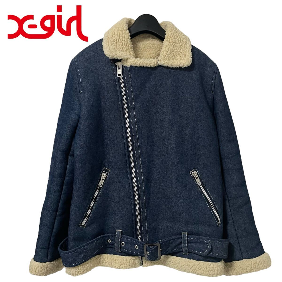 X-girl / エックスガール レディース 裏ボアジャケット フライトジャケット アウター インディゴ 2サイズ 冬服 美品 a508拍卖