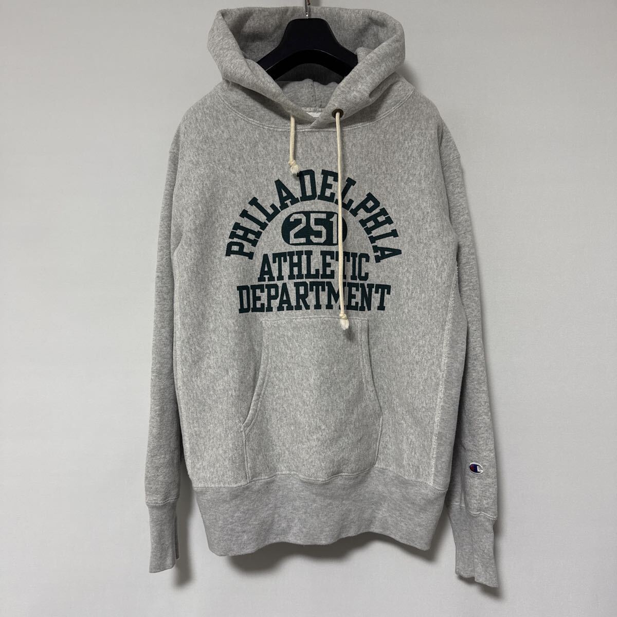 美品 Champion REVERSE WEAVE sweat parka L 染み込み 4段 カプセル プリント 霜降り チャンピオン リバースウィーブ スウェット パーカー拍卖