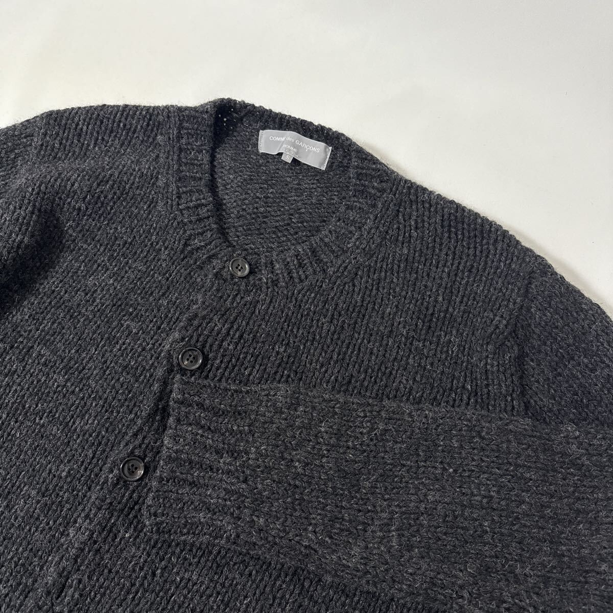 美品 AD 2003 COMME des GARCONS HOMME 厚手 ウール ニット カーディガン S コムデギャルソン オム 田中 啓一 アーカイブ セーター拍卖