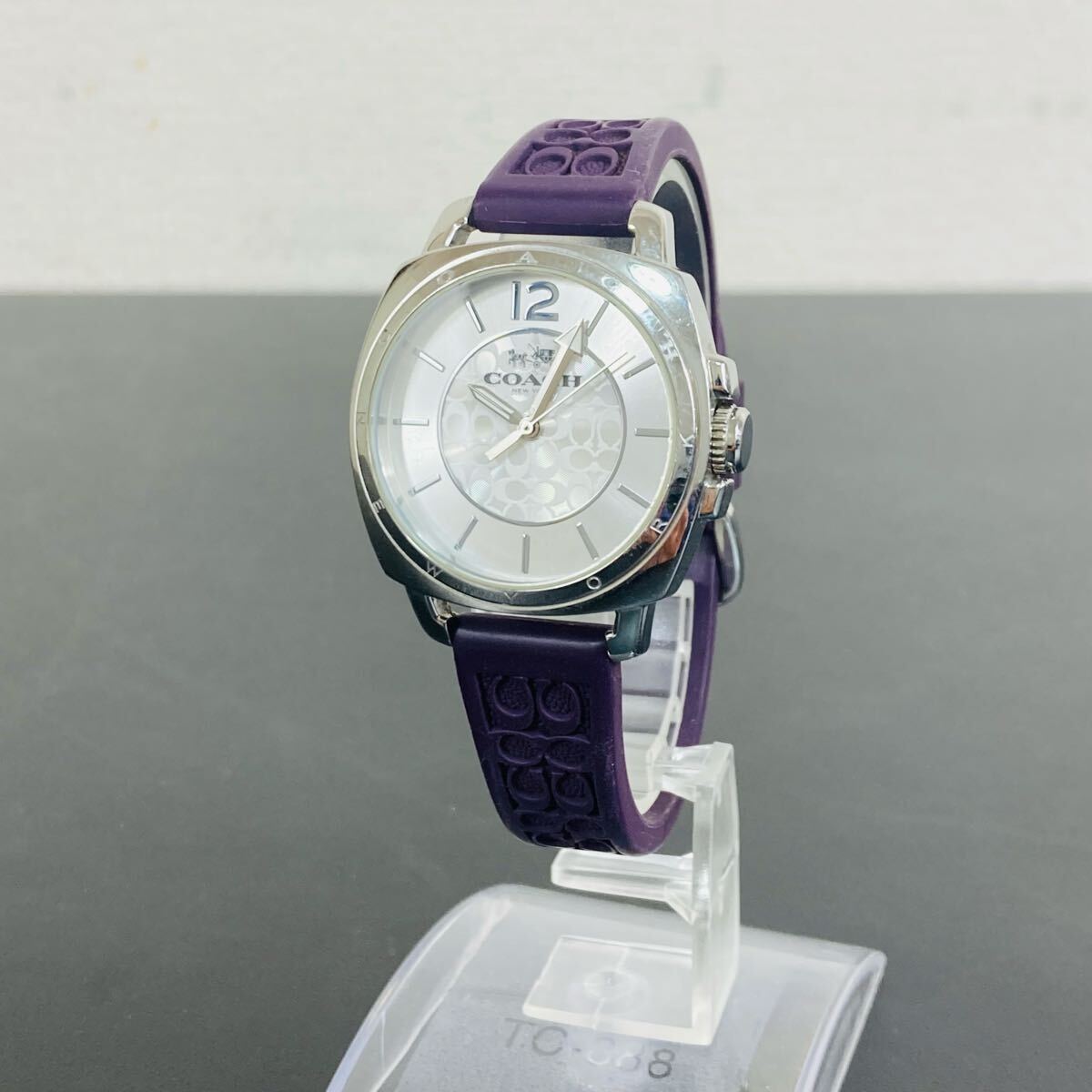 COACH コーチ CA.64.7.14.0944 腕時計 ミニシグネチャー SS ラバー パープル シルバー レディース シリコン拍卖
