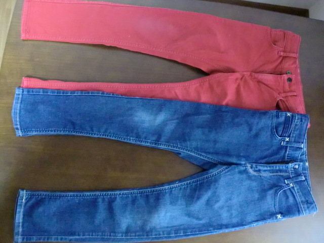 ボトムズ デニムパンツ ジーンズ Lee 男の子 女の子 130cm 青系赤系 2本 まとめ売り拍卖