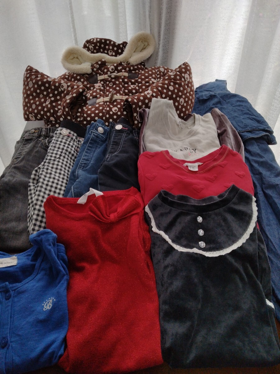 秋冬女の子130まとめ11点 アウターボトムス クリスマス赤ワンピース等拍卖