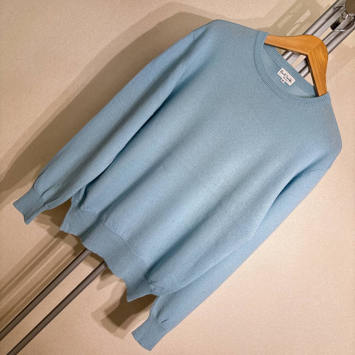 X697美色!■ポールスミス★カシミヤ100%/水色★セーター■M拍卖