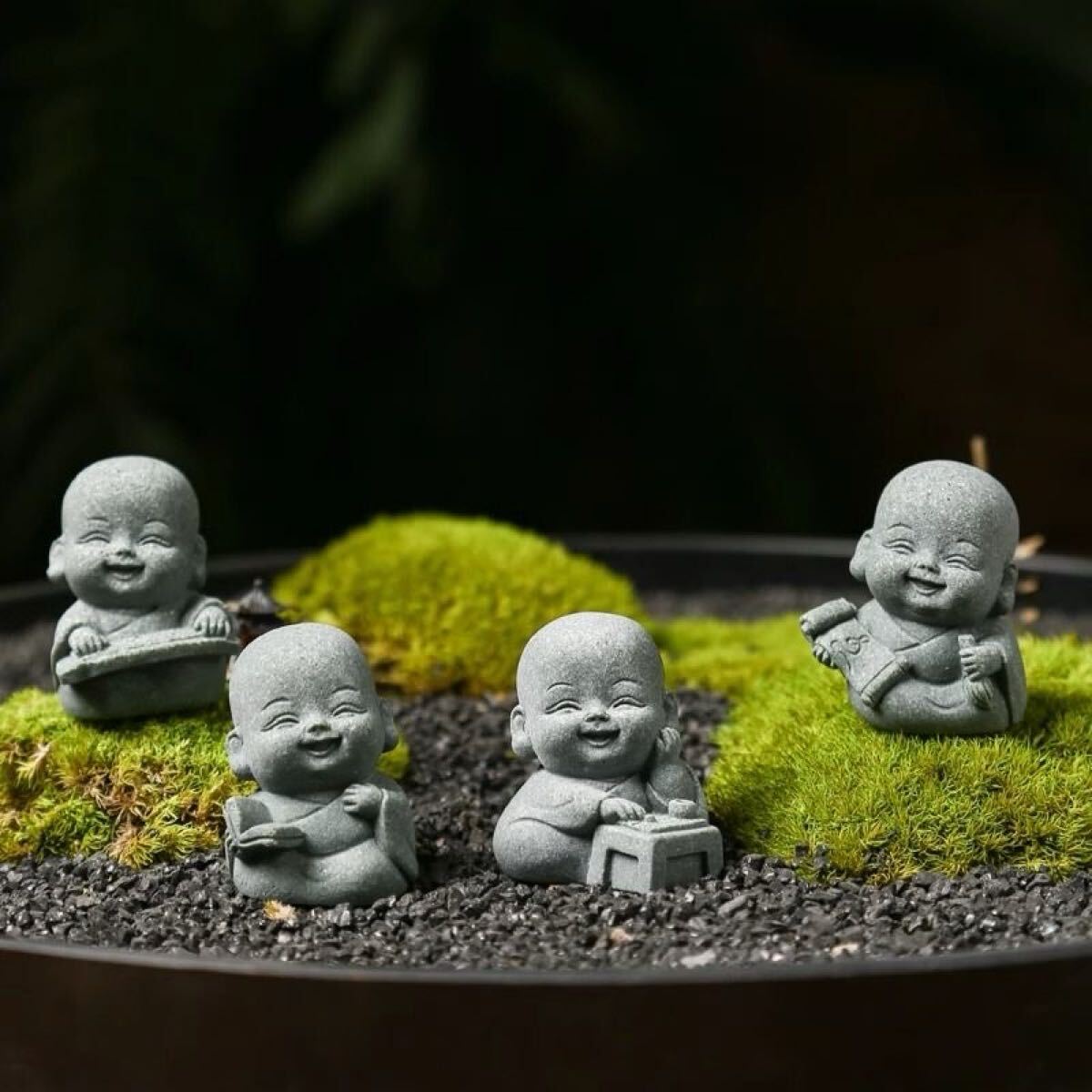 送料無料 激安 笑顔の仏像 4体セット可愛い笑顔 【琴棋書画 小僧 4体セット】 小さな仏像彫刻拍卖