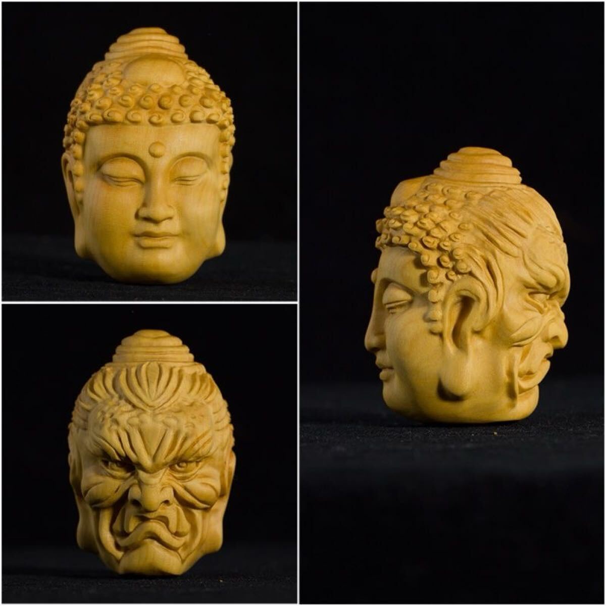 柘植木彫り 仏魔の一念 仏魔如来 柘植木 本体:3cm 材質:柘植木材 仏教美術 工芸品 仏像 仏教美術 キーホルダー拍卖