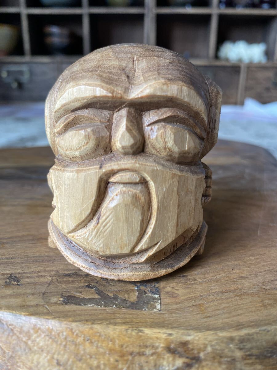 寿老人 一刀彫 縁起物 木彫 置物 彫刻 木製 オブジェ 木彫り拍卖