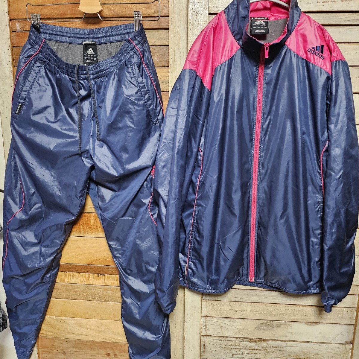 アディダス climaproof ウィンドブレーカー 上下セットアップ 裏地起毛 防寒 size L O拍卖