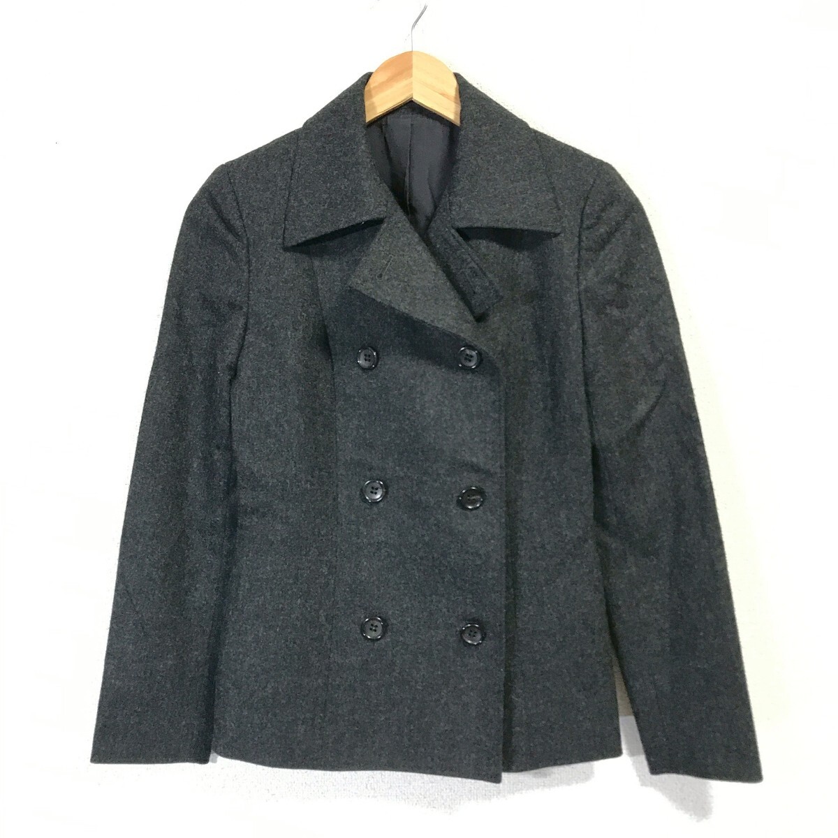 f3911dL 日本製 ANAYI アナイ サイズ36(S位) ピーコート Pコート ダブルボタンジャケット ダークグレー レディース きれいめ 秋冬拍卖
