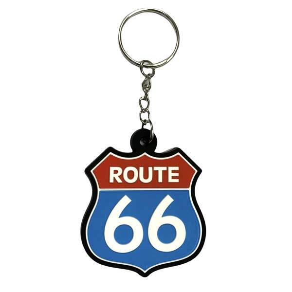 ラバー キーホルダー ルート66 ブルー Route66 blue キーリング アメリカン雑貨拍卖