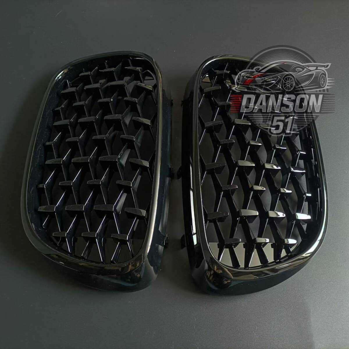 送料無料 BMW G11 G12 ABS製ダイヤモンド式 チタンブラック色 フロントグリル 左右セット拍卖