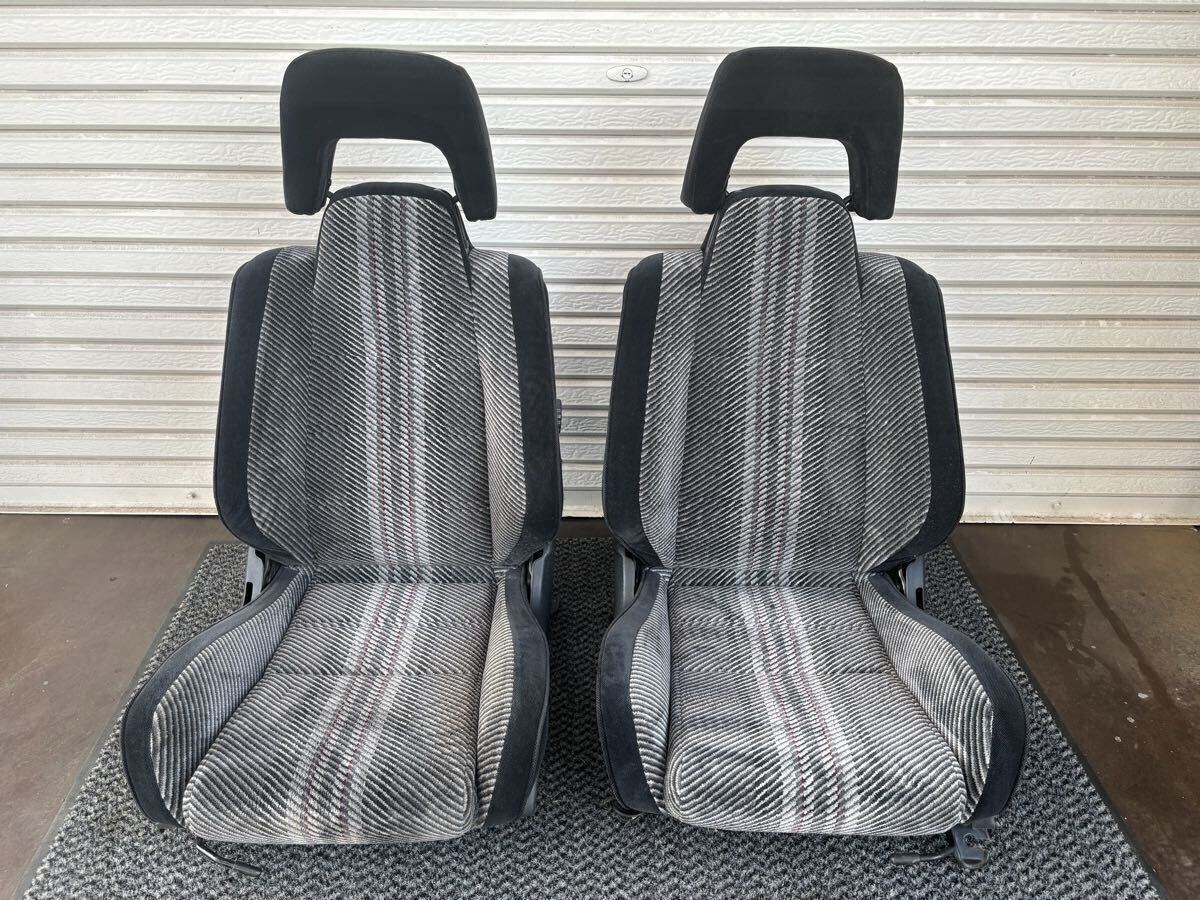 管L251042-03 AE92 カローラ レビン スプリンター トレノ フロント 純正 シート 左右 運転席 助手席 セット シートレール付き (12)拍卖