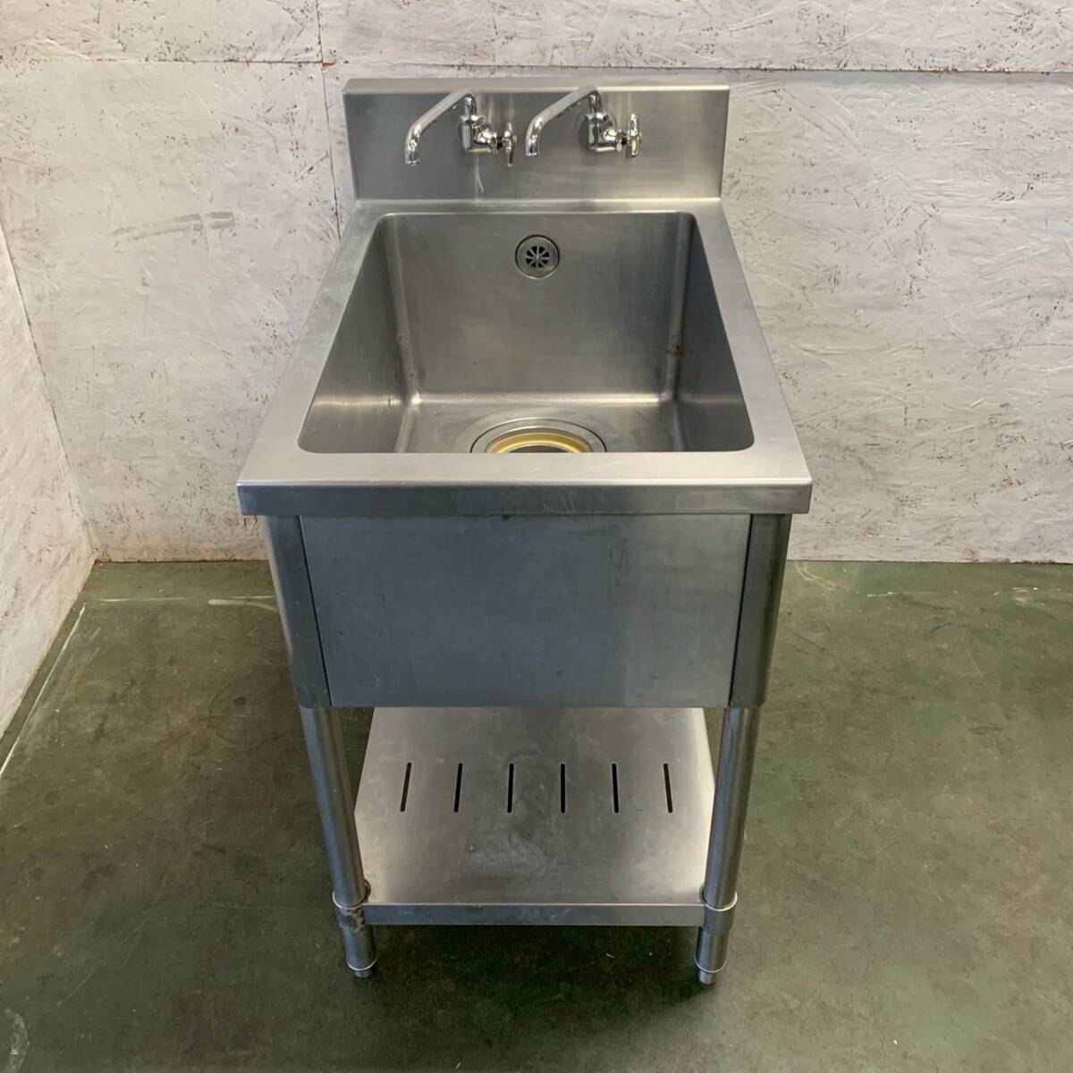 1槽シンク バックガード付き 水栓2本付き W500×D750×H950 業務用 厨房 厨房用品 店舗 店舗用品 飲食 A0551拍卖