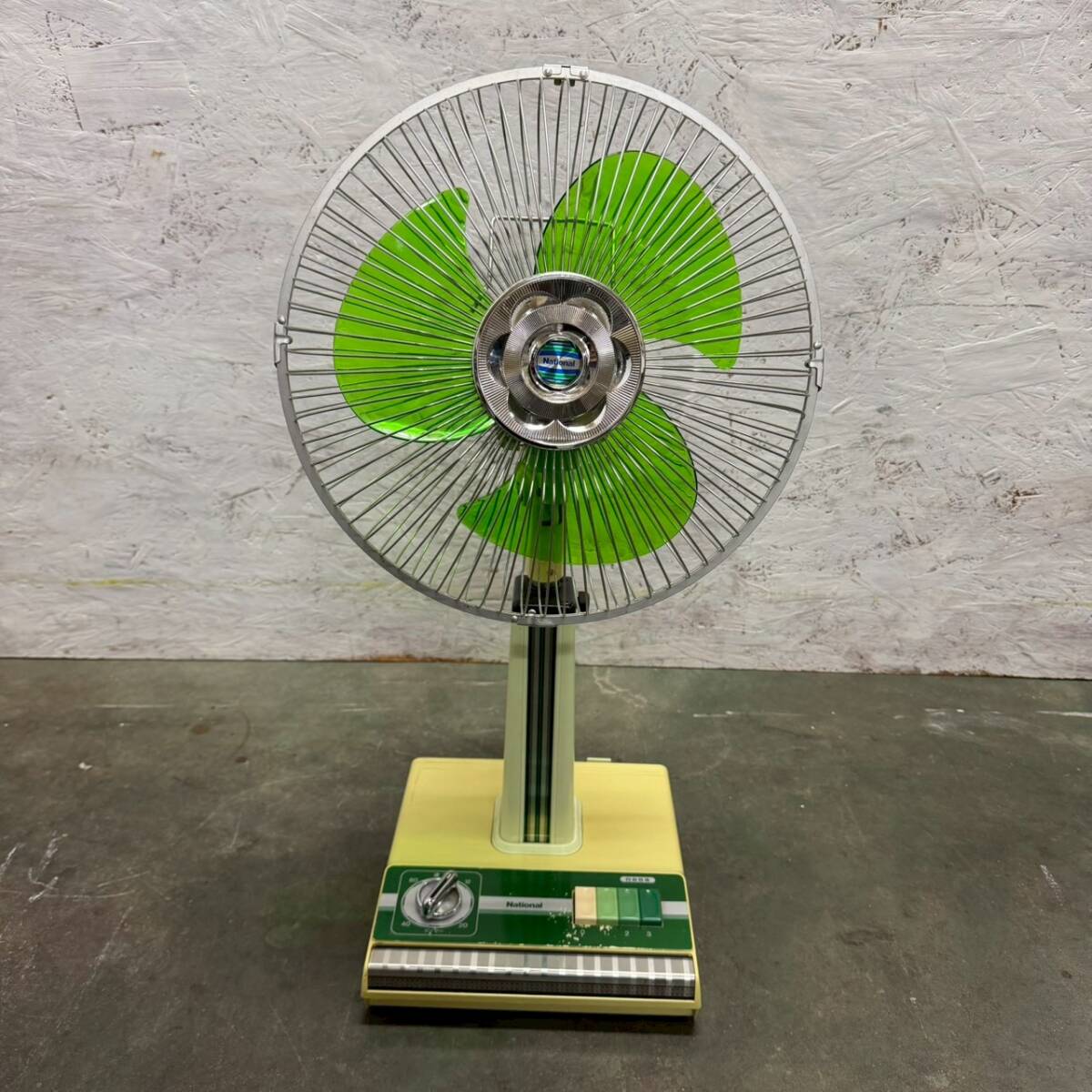 【National】 ナショナル 扇風機 F-30N1M グリーン 昭和 レトロ アンティーク 当時物 30センチ座敷扇 3枚羽 A0614拍卖