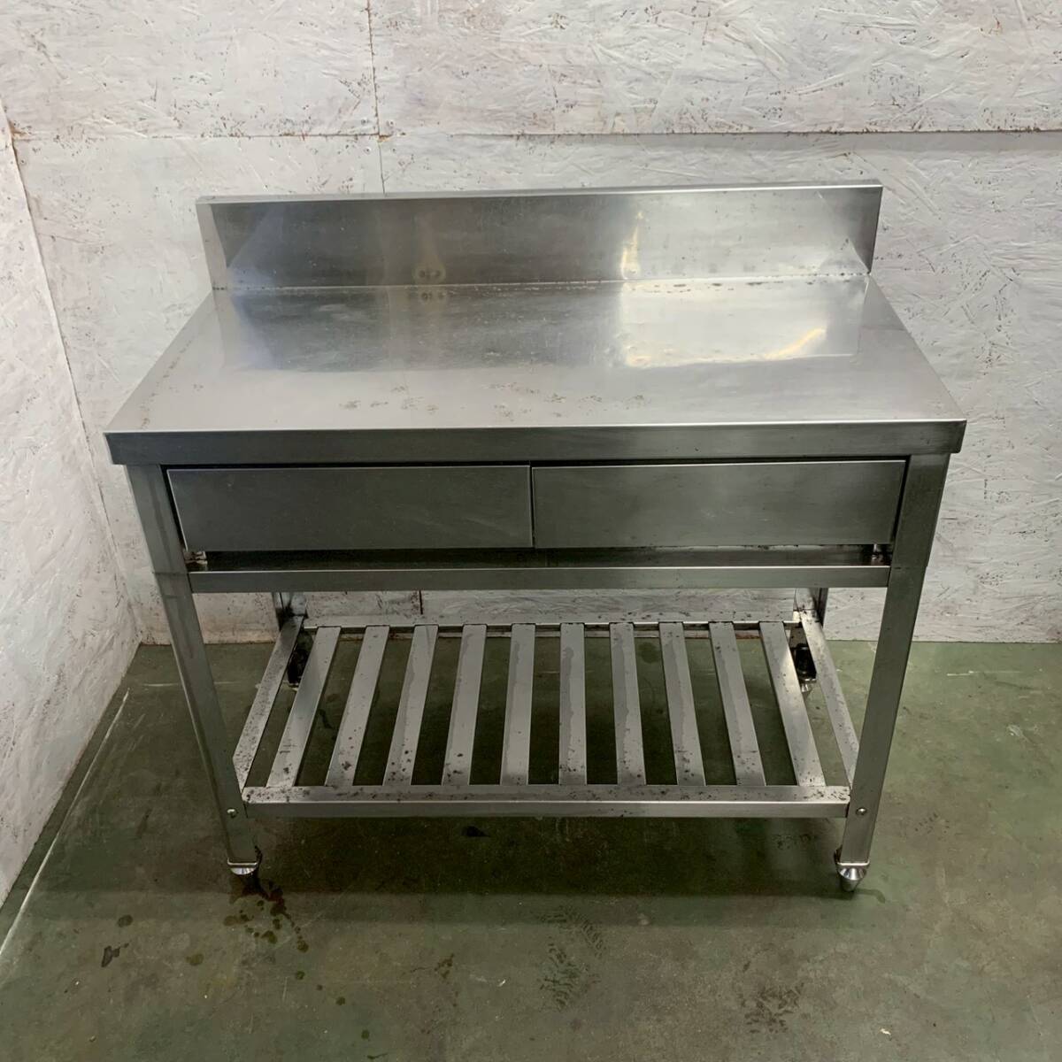 ステンレス製 作業台 引出し付き W900×D450×H870 厨房 厨房機器 店舗 店舗用品 ステンレス作業台 業務用 コンロ台 中段付き Y2375YG拍卖