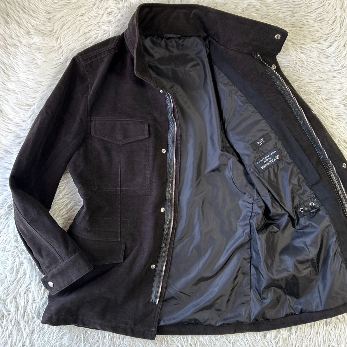 【23区HOMME EMMETEX生地】M-65タイプ フィールドジャケット アウター ブルゾン ミリタリー 茶 ダークブラウン系 48 L位 メンズ拍卖