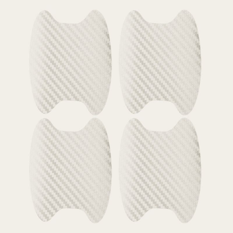 新品 傷防止 4枚セットドアハンドル ドアノブ プロテクター カーボン調 小サイズ ホワイト拍卖