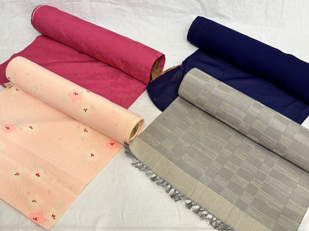 反物 着物 4本 和服 和装 古布 生地 布地 昭和レトロ リメイク たんもの 着物拍卖