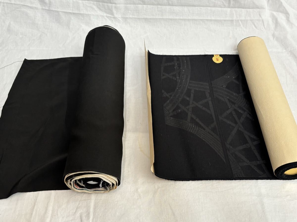 反物 黒布 生地 布地 正絹 絹100% 着物 リメイク 昭和レトロ 拍卖