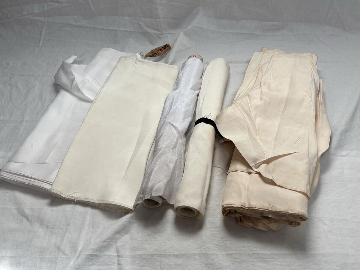 布地 生地 ハギレ 5枚 白布 まとめ売り リメイク 昭和レトロ 着物 きもの 拍卖
