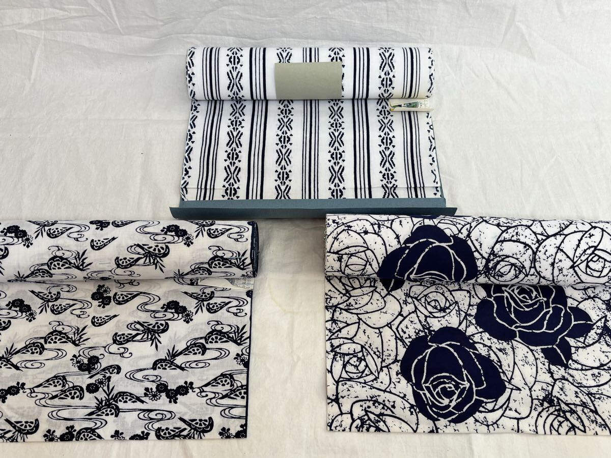 反物 浴衣 生地 布地 綿 リメイク 昭和レトロ 和服 和装 3本 ゆかた たんもの拍卖