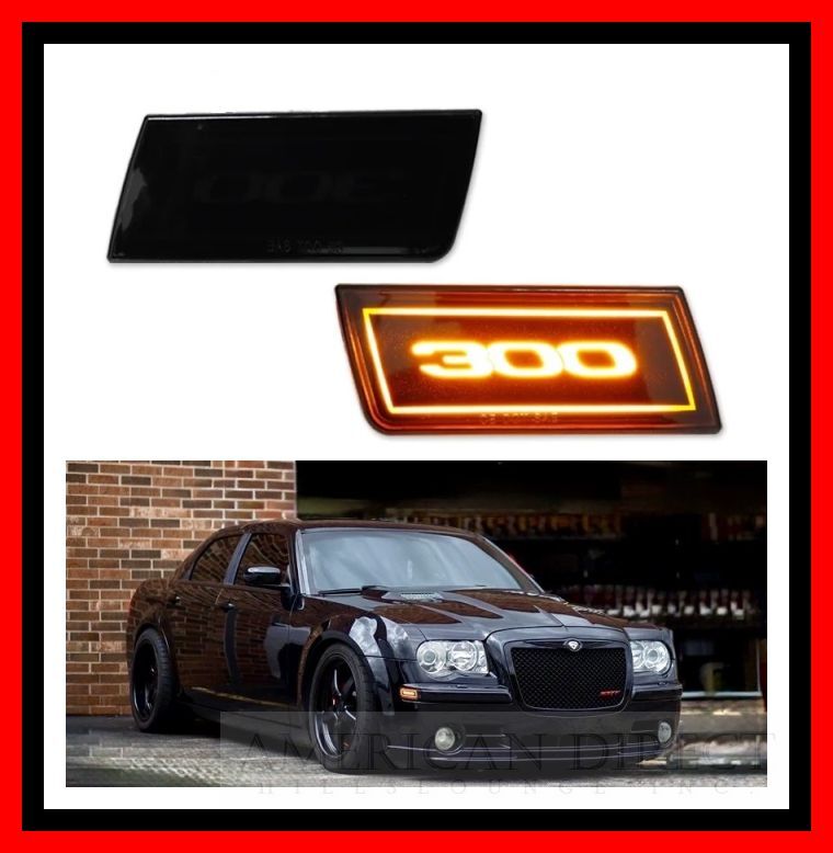 【300ロゴ/スモーク/オレンジ/V4】05-10y クライスラー 300C LEDサイドマーカー バンパー LED サイド マーカー ライト ランプ ヘッドライト拍卖