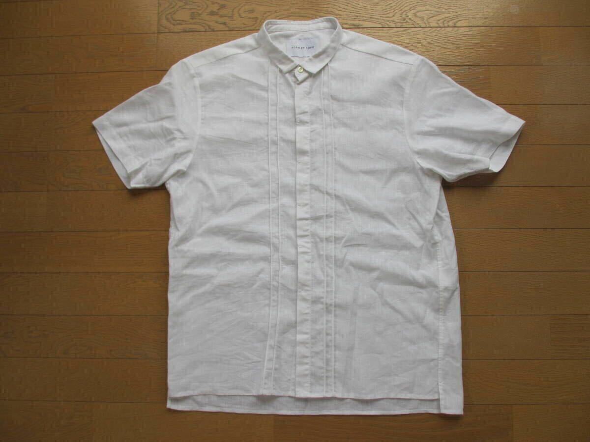 美品 ADAM ET ROPE アダムエロペ 白 半袖 シャツ デザイン 無地 プリーツ 夏 完売 綺麗 デザイナー ホワイト 拍卖