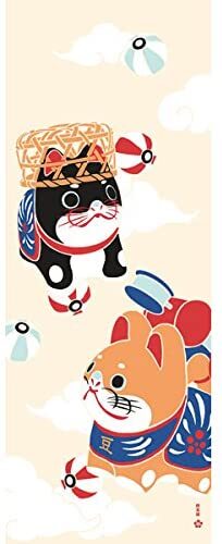 濱文様 絵手ぬぐい まめしば張り子 秋 豆柴 犬 手拭い メール便対応拍卖