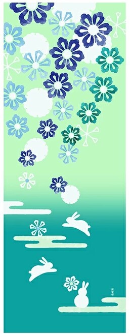 濱文様 絵手ぬぐい ゆきはなうさぎ お正月 冬 縁起 手拭い おしゃれ かわいい 日本製拍卖