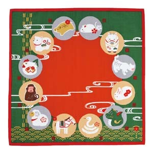 濱文様 小布 十二支あつめ 冬 お正月 小風呂敷 50x50cm ランチクロス 干支 たつ 辰拍卖