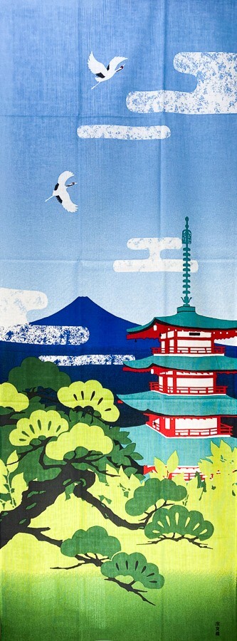 濱文様 絵手ぬぐい 夏 五重塔 富士山 手拭い 日本製 クリックポスト対応 ポイント消化拍卖