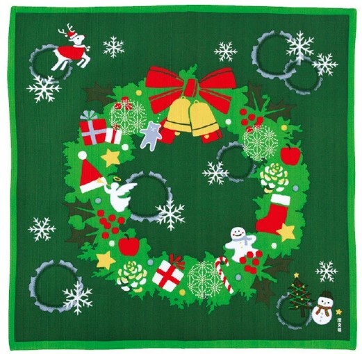 濱文様 小布 クリスマスリース クリスマス 冬 小風呂敷 50x50cm ランチクロス メール便可拍卖