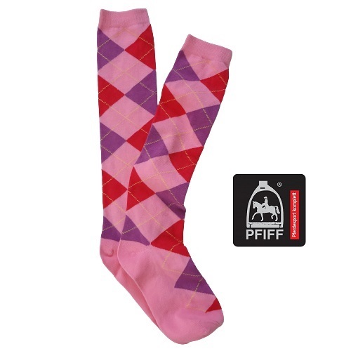在庫処分価格 PFIFF ピンク系 アーガイル ライディングソックス 靴下 乗馬 馬術拍卖