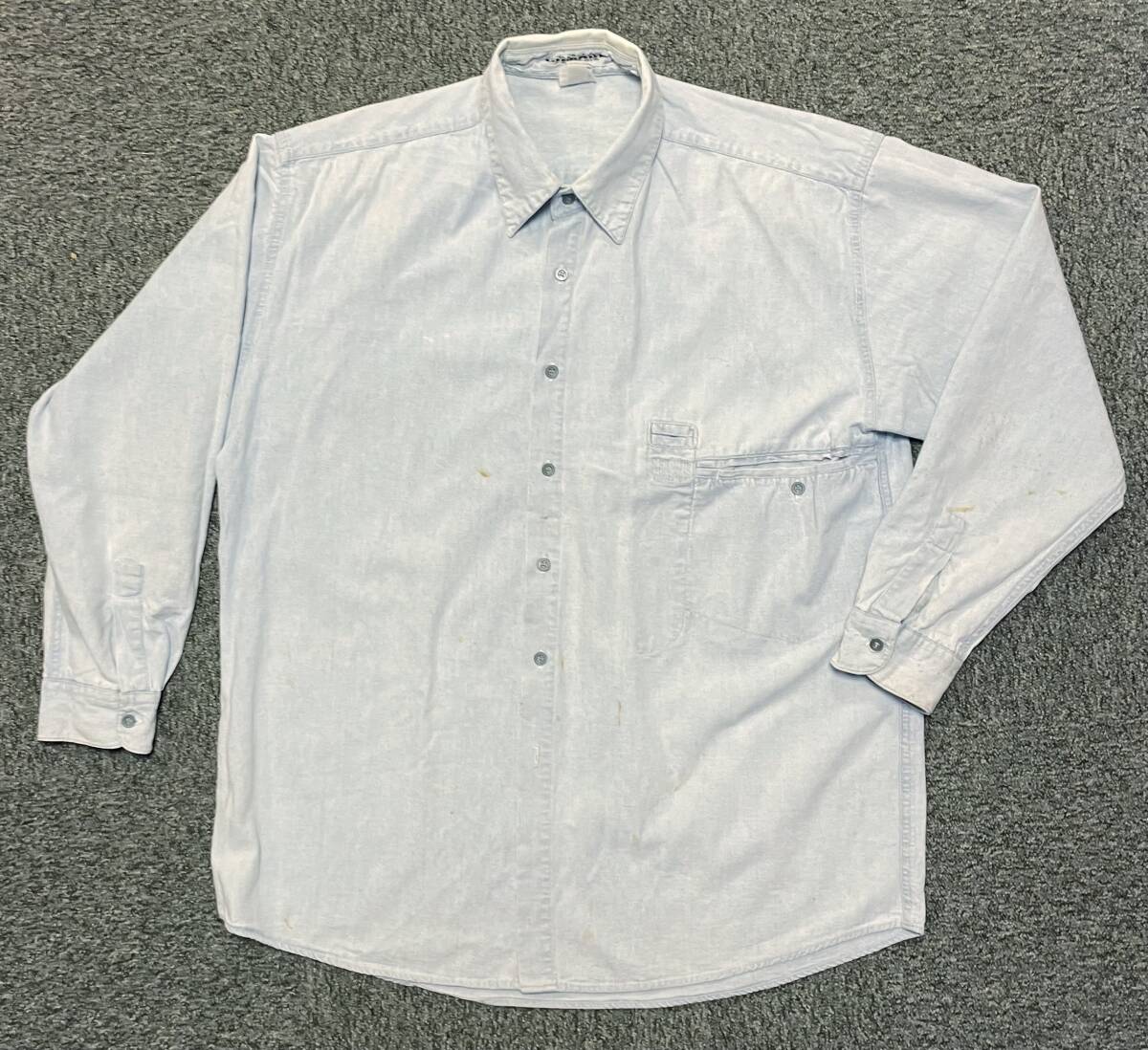 80sヴィンテージ★MARITHE+FRANCOIS GIRBAUD★ マリテ フランソワ ジルボー★米国購入★ワークシャツ★L★ブリーチカラー★厚手ダンガリー拍卖