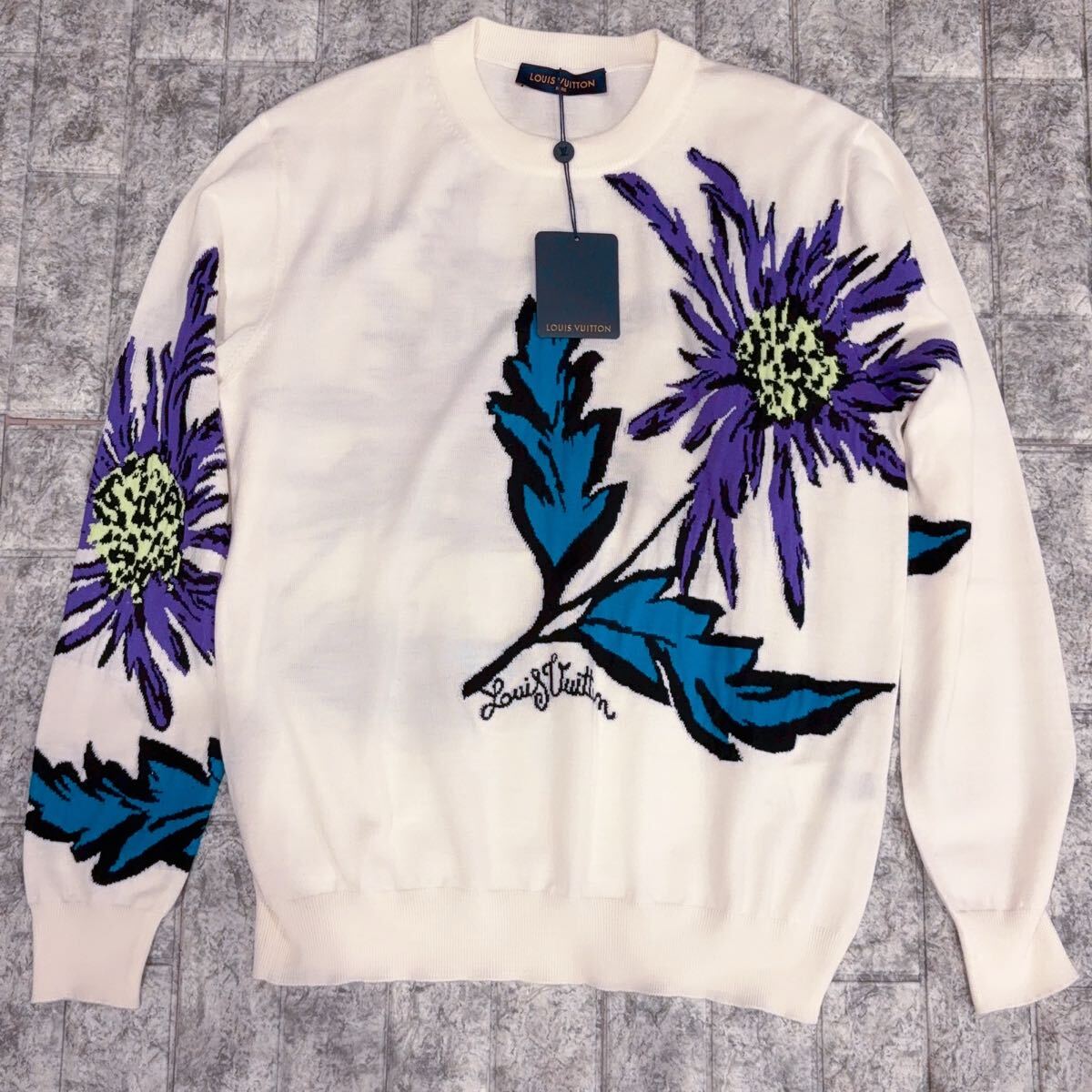 新品未使用 ルイ・ヴィトン ニット シスルインターシャプル ウール XL セーター ニット ロゴ拍卖