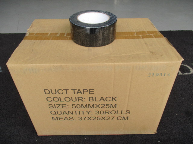 未使用品★ダクトテープ 30個入り ブラック 50mm幅×25m巻 布粘着テープ 補修 補強 荷造り 梱包 固定 多用途 黒拍卖