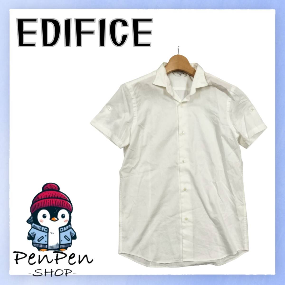 日本製 EDIFICE エディフィス レディース 半袖シャツ 綿100% 上質コットン ホワイト 38サイズ Mサイズ 清潔感あふれる ベイクルーズ 上品拍卖
